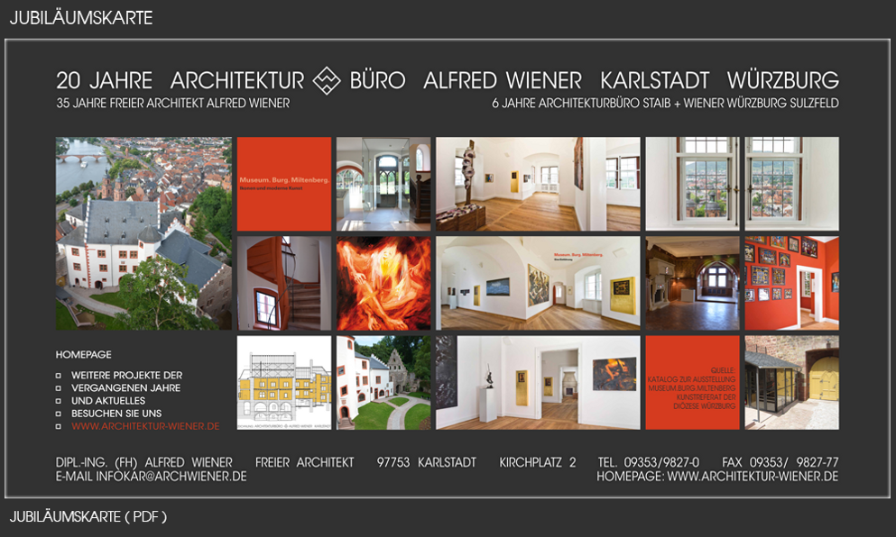 Jubiläumskarte 2011 Architekturbüro Alfred Wiener Karlstadt